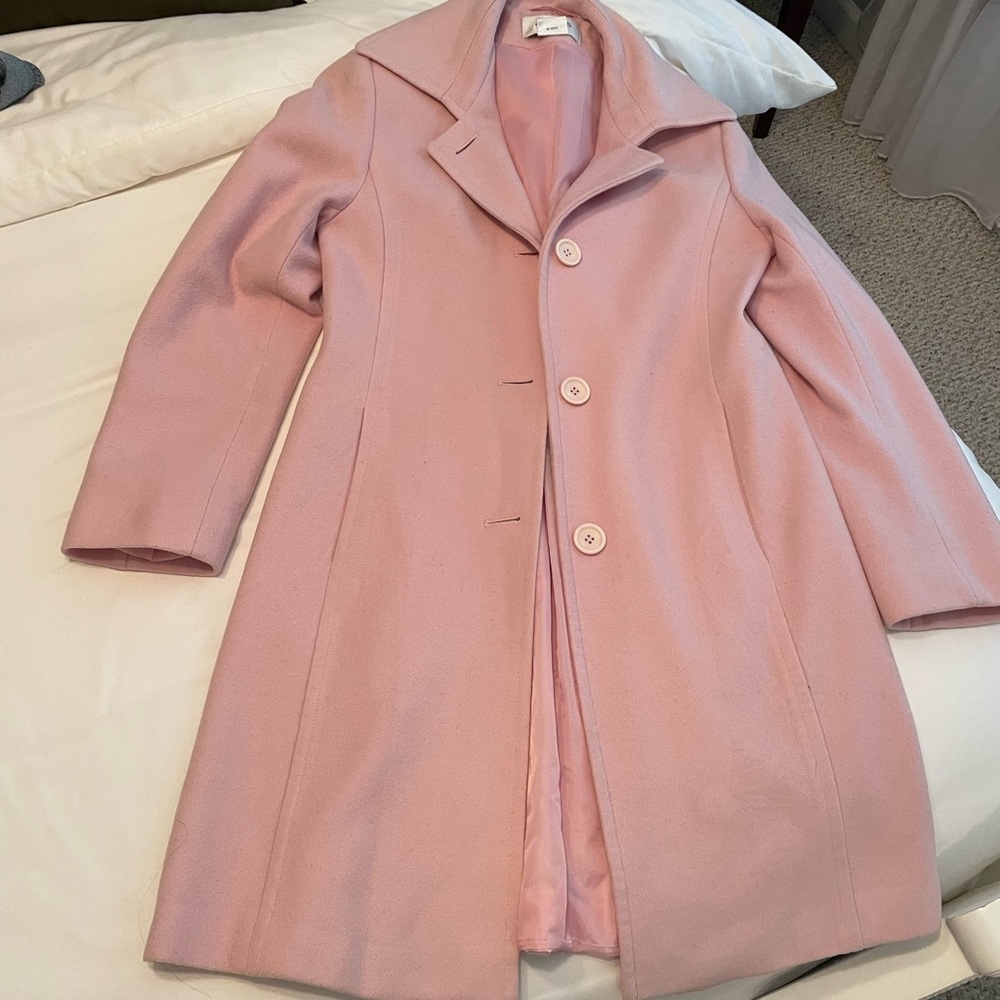 JONES SPORT Pink Wool Cashmere Blush Pink Long Sleeve Long Pea Overcoat Size 6